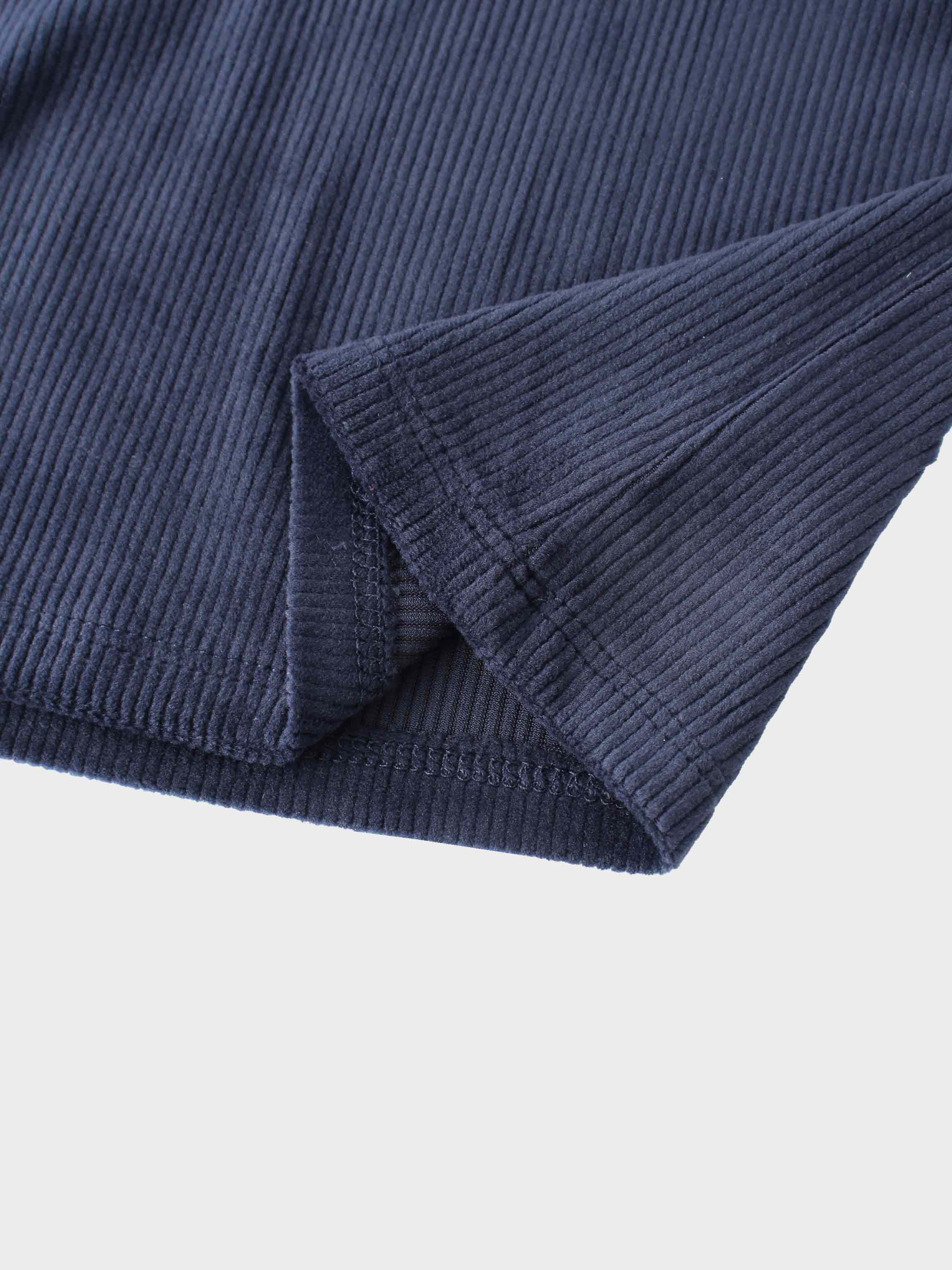 Ribbed Velour Pajama - Navy