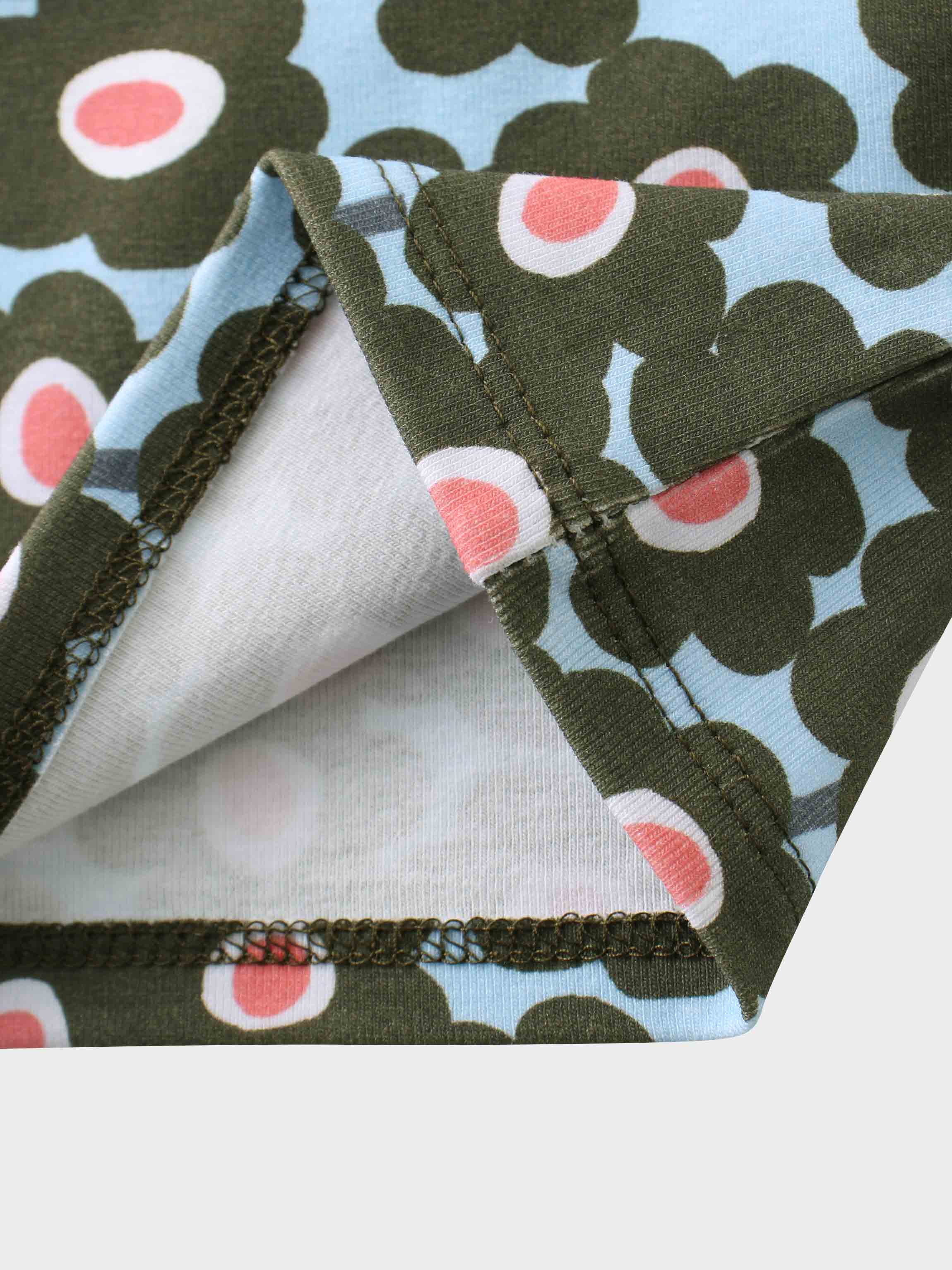 Girls shirts green flower print detail