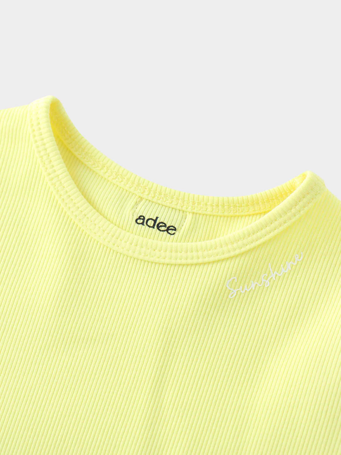 Yellow Ribbed Skirt with 3/4 Bubble Sleeve Shirt