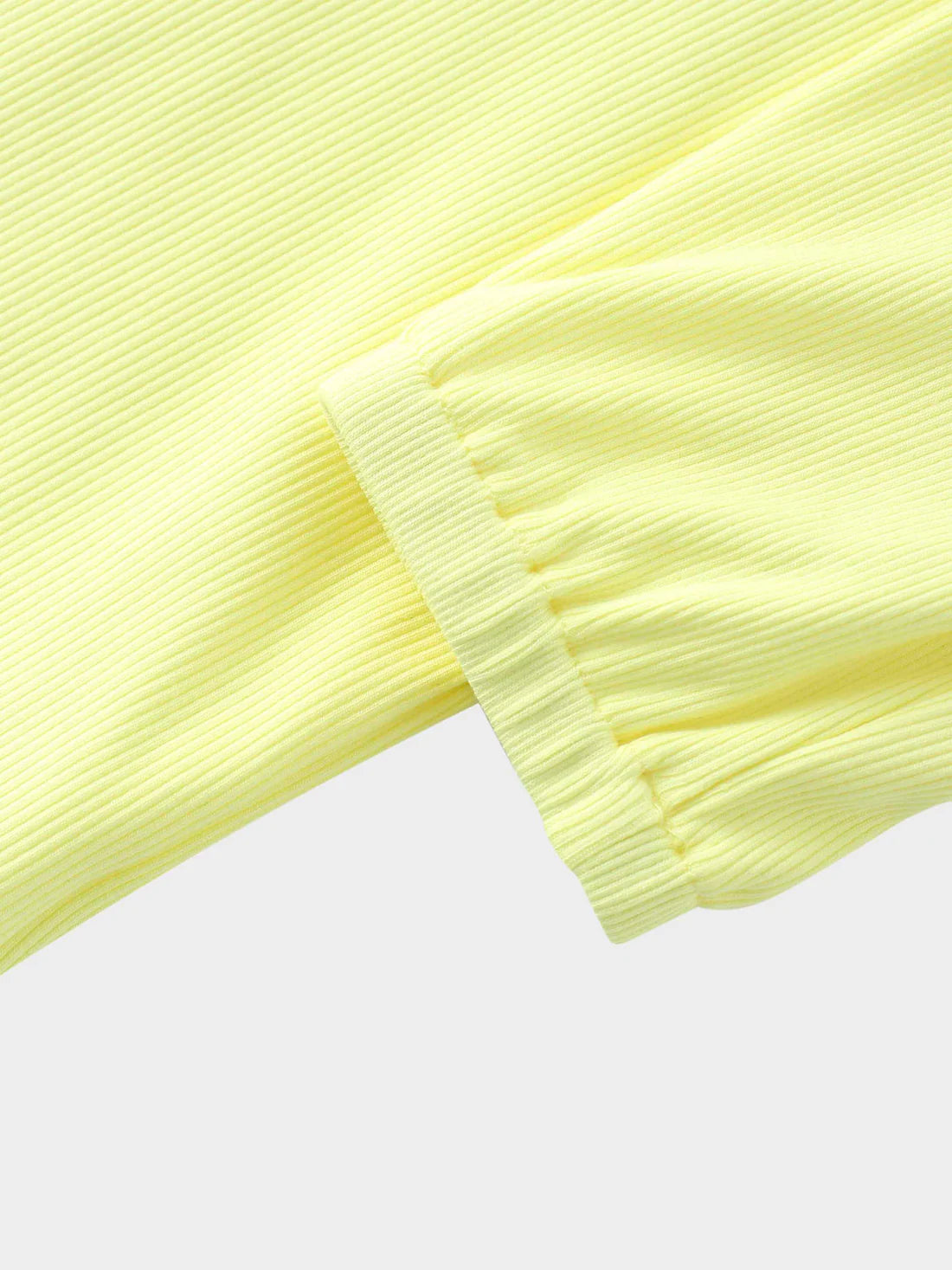 Yellow Ribbed Skirt with 3/4 Bubble Sleeve Shirt