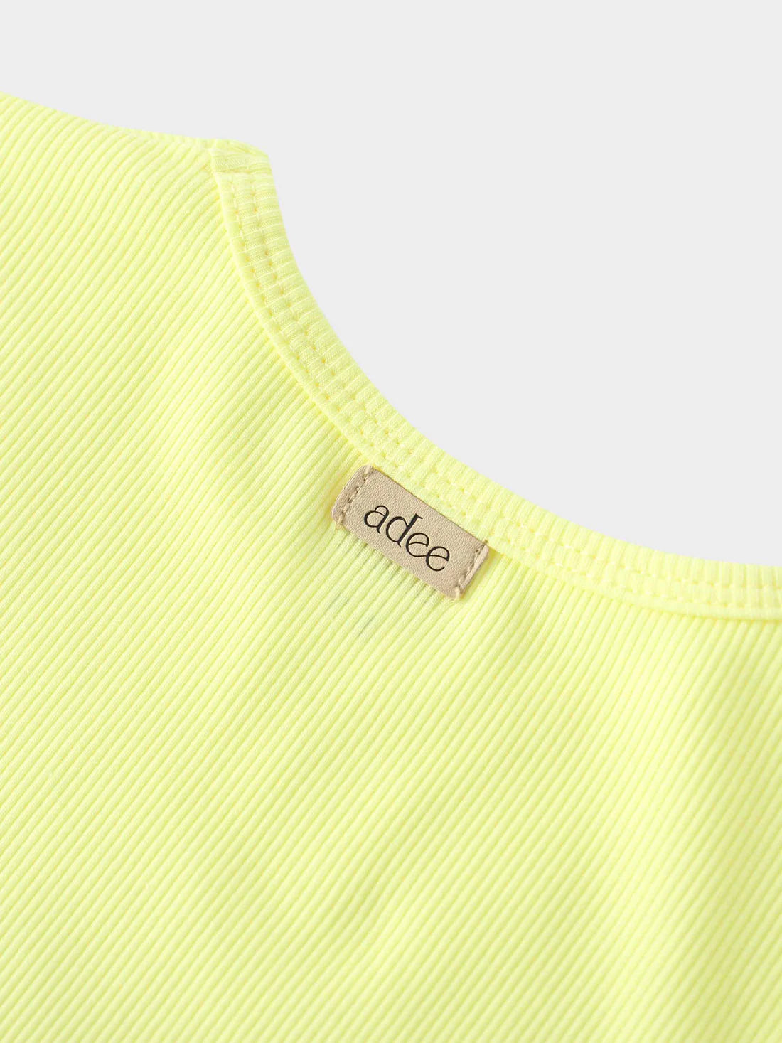 Yellow Ribbed Skirt with 3/4 Bubble Sleeve Shirt