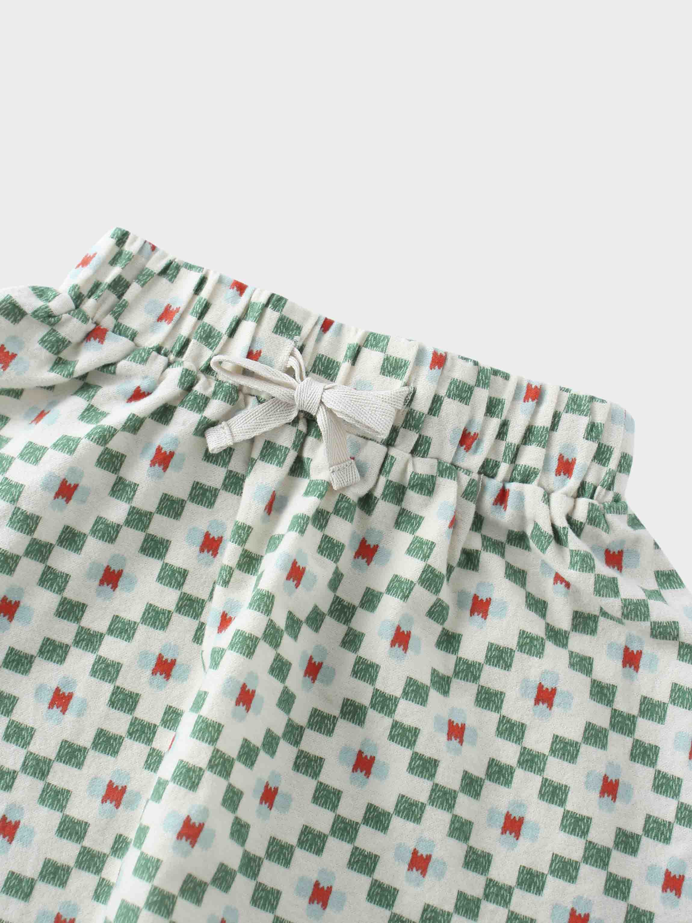 Green Diamond Skirt with Short Sleeve Shirt