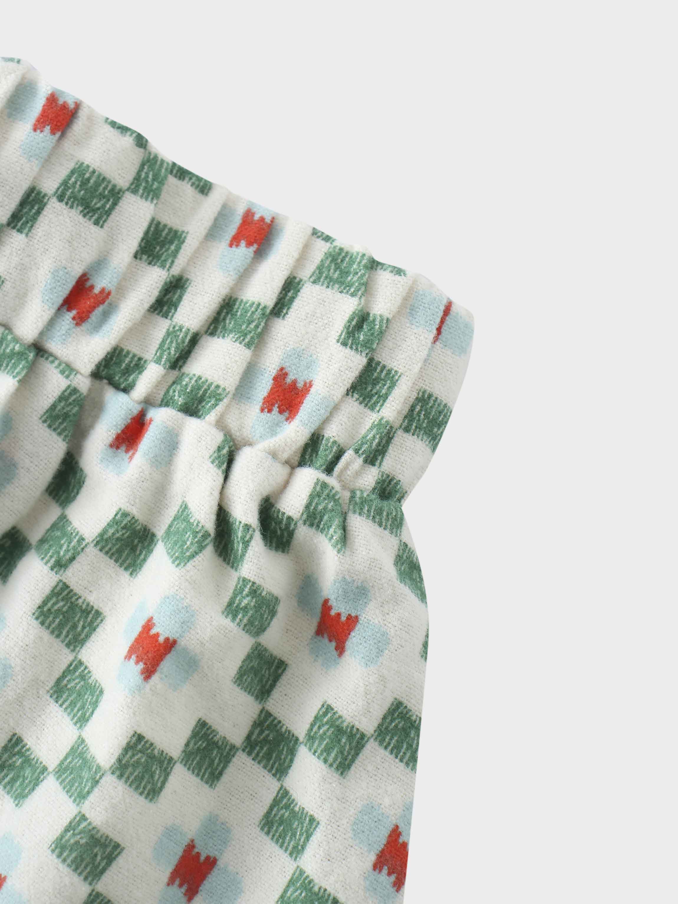 Green Diamond Skirt with Short Sleeve Shirt