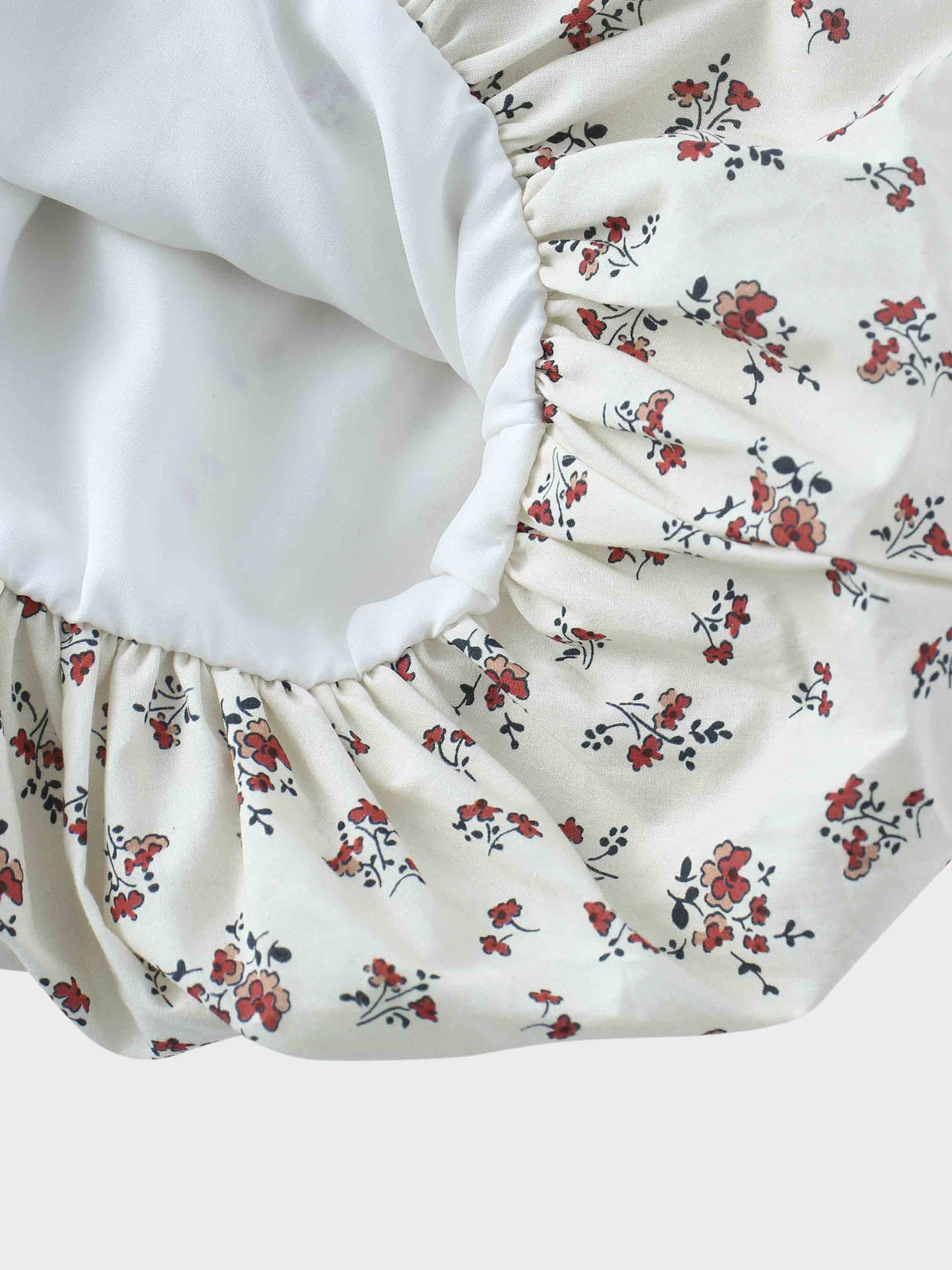 Floral Bubble Skirt with 3/4 Sleeve T-shirt