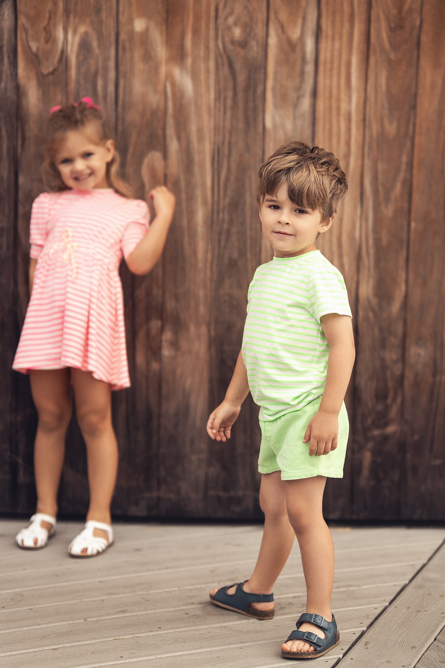 Neon Green Striped Boxy T-shirt