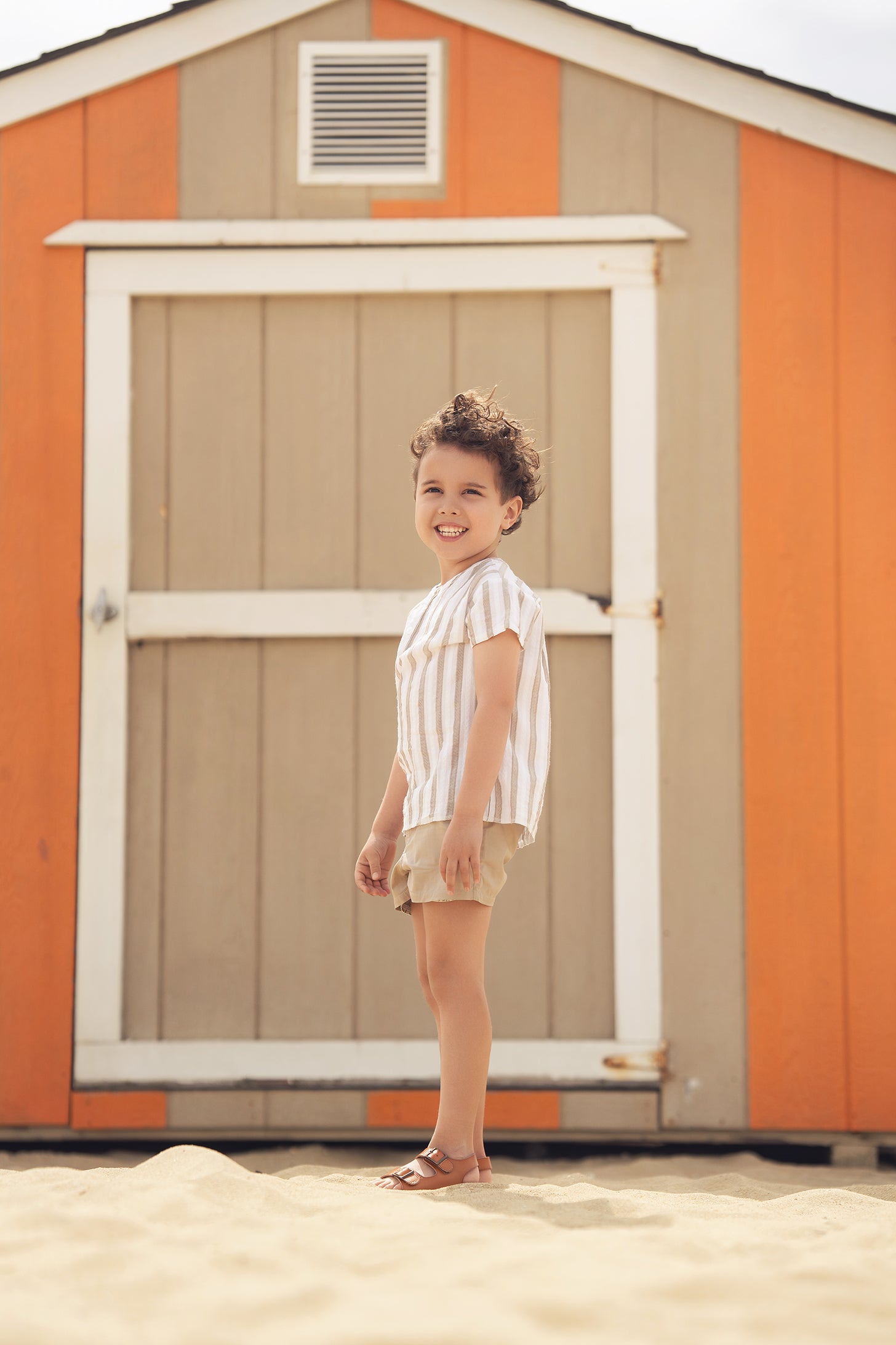 Tan and White Striped Shirt