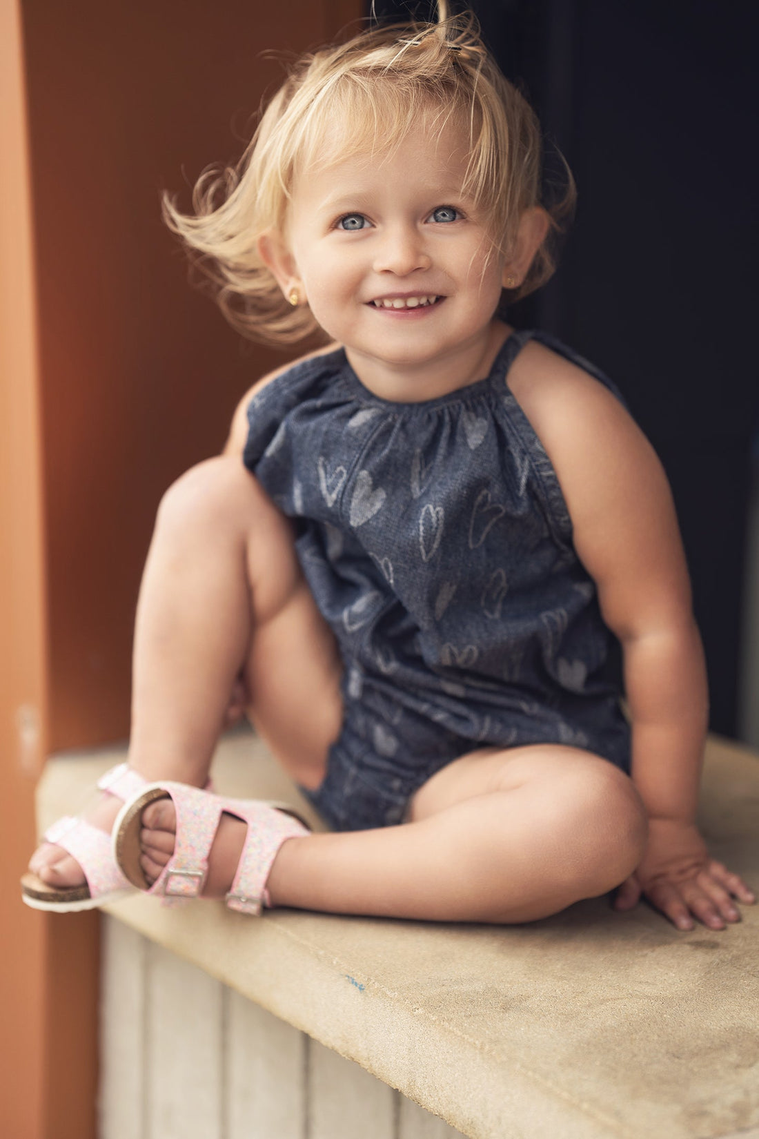 Denim Heart Romper