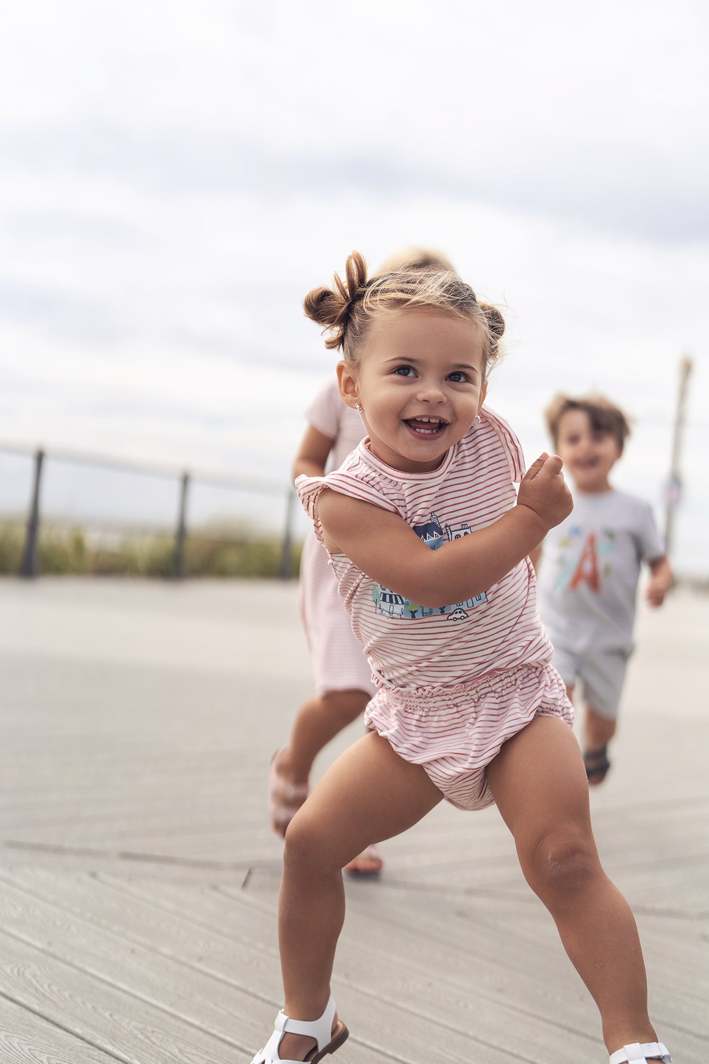 Little Paris Bloomers & Tank Set - Ruffles by Adee; pink striped outfit with ruffled bloomers.
