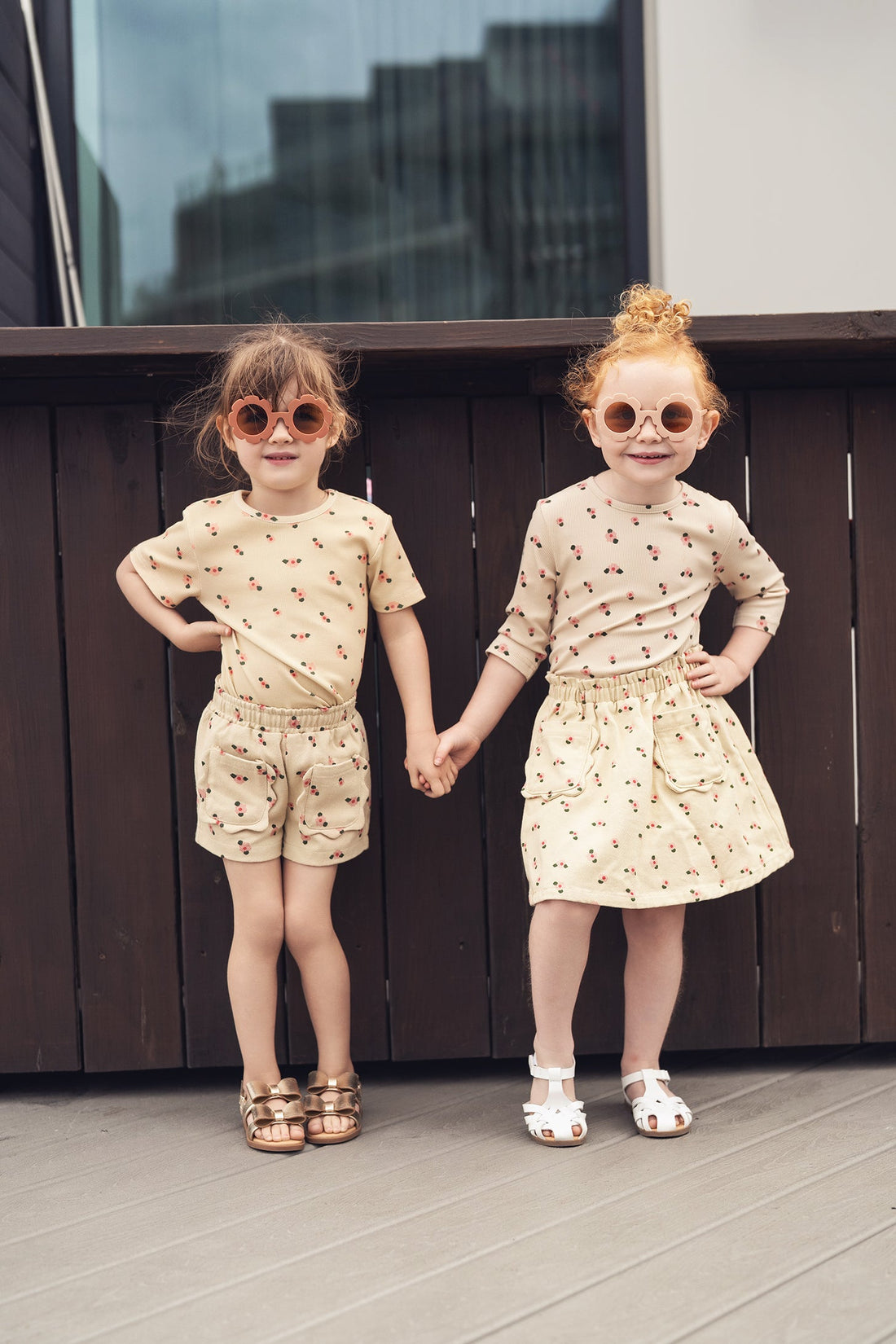 Tan Floral T-shirt - Short Sleeve