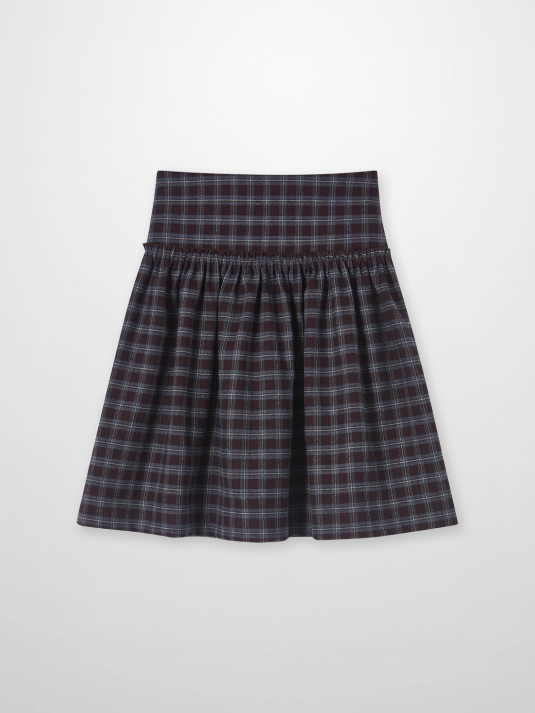 Drop Waist Plaid Skirt in burgundy for girls by Adee, dressy plaid design.