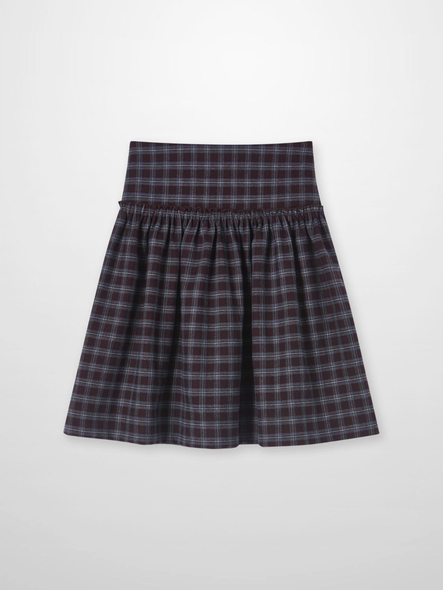 Drop Waist Plaid Skirt in burgundy for girls by Adee, dressy plaid design.