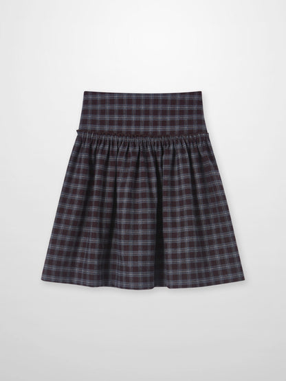 Drop Waist Plaid Skirt in burgundy for girls by Adee, dressy plaid design.