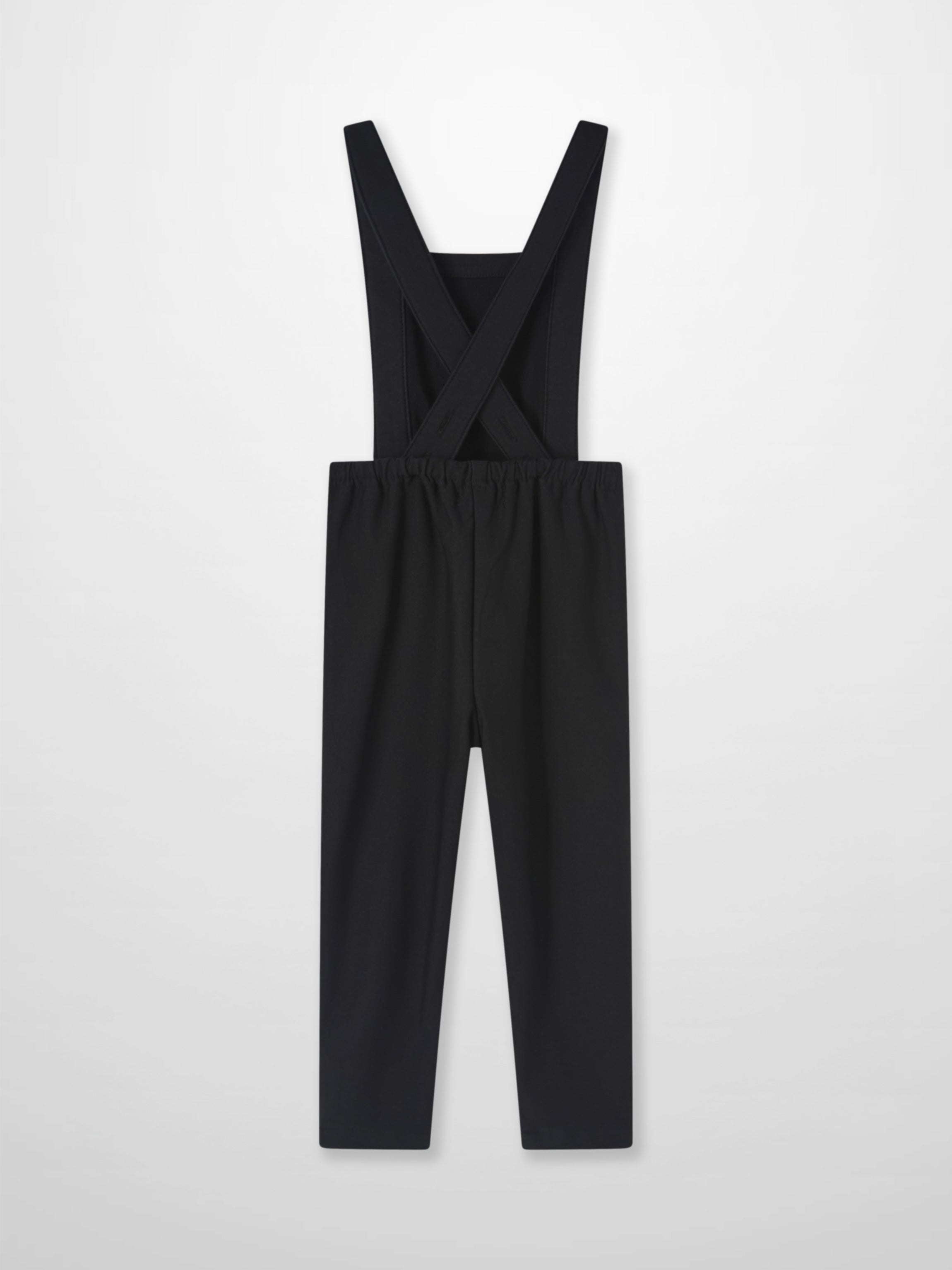 Denim overalls, black, unisex with crisscross back straps