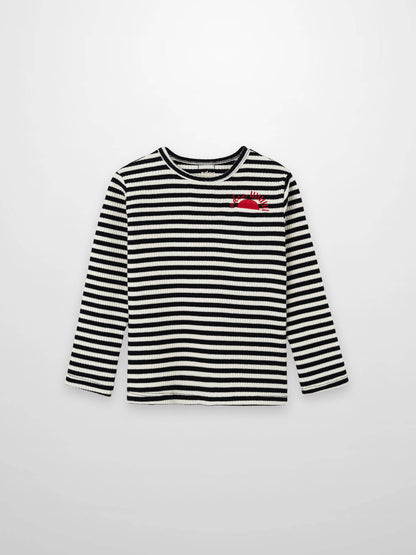 Striped Crew Neck T-Shirt - Black &amp; White