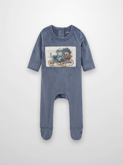 Velour Carriage Stretchy - Blue