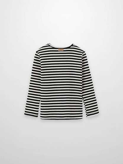 Striped Crew Neck T-Shirt - Black &amp; White