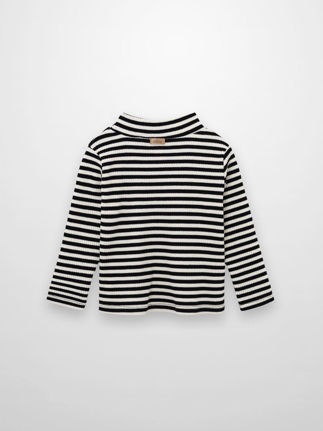 Striped Mock Neck T-Shirt - Black &amp; White