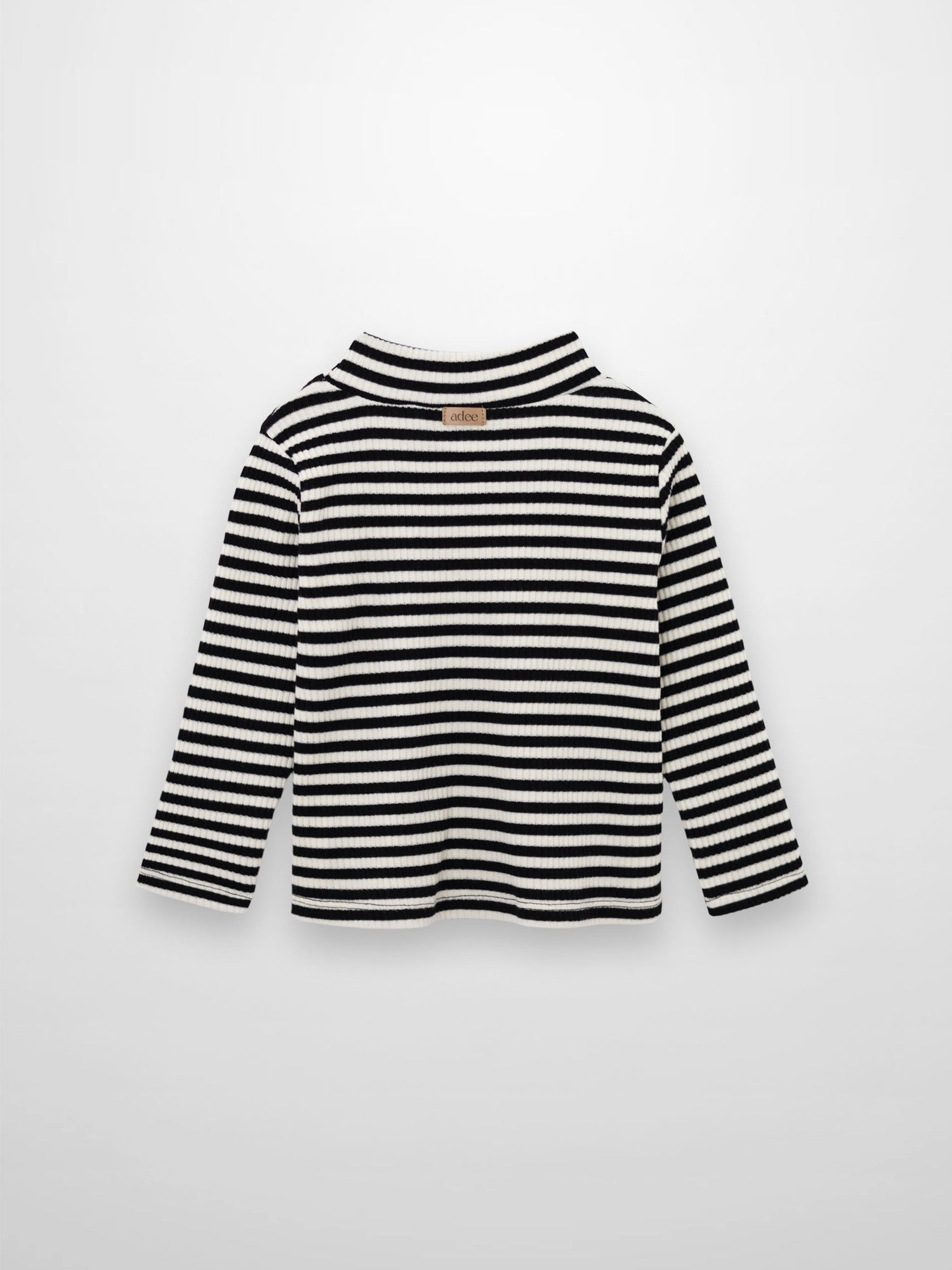 Striped Mock Neck T-Shirt - Black &amp; White