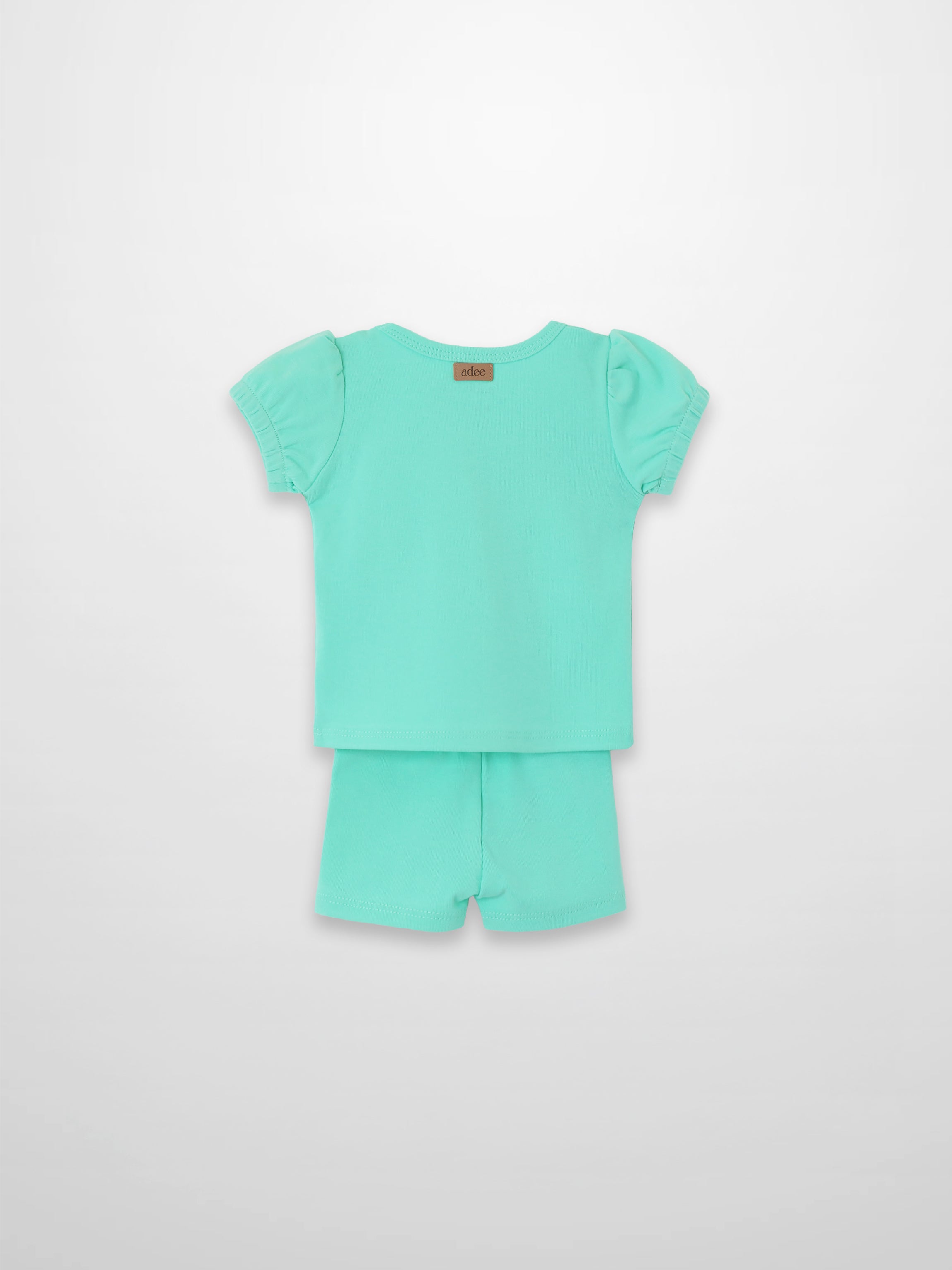Short Puff Sleeve T-shirt &amp; Shorts Set - Mint Green