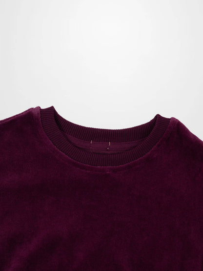 Velour Logo Sweatshirt - Burgundy