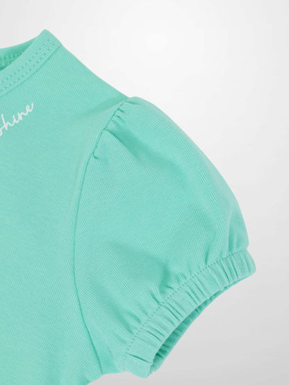 Short Puff Sleeve T-shirt &amp; Shorts Set - Mint Green