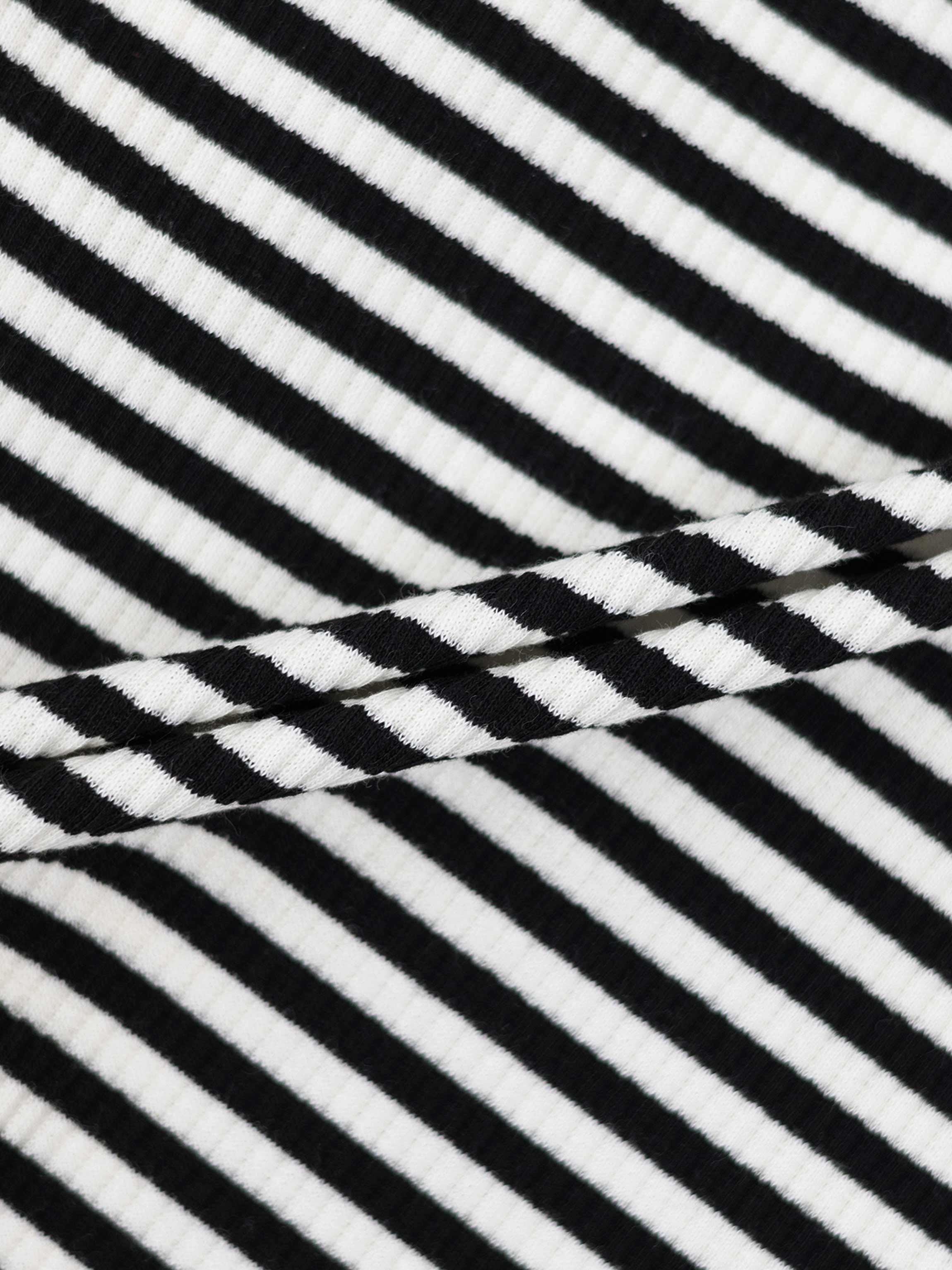 Striped Crew Neck T-Shirt - Black &amp; White
