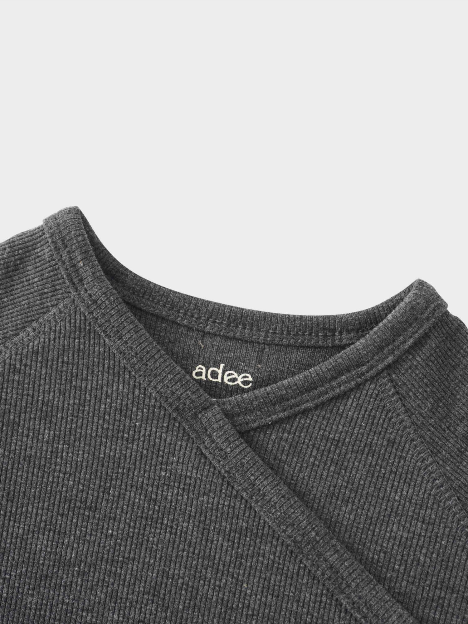 Crossover Thin Ribbed Pajama - Heather Grey