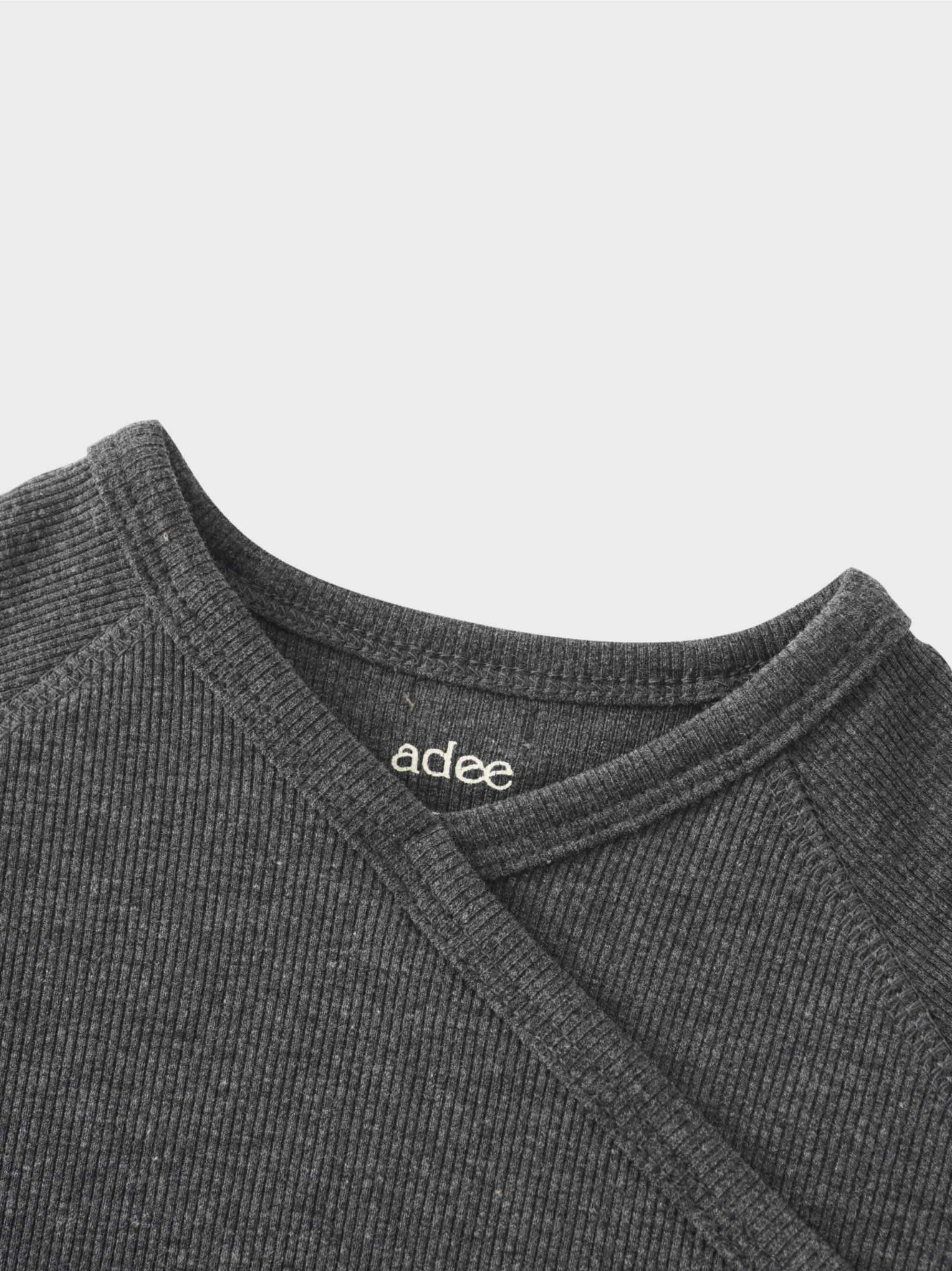 Crossover Thin Ribbed Pajama - Heather Grey