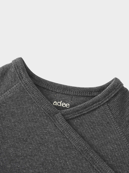 Crossover Thin Ribbed Pajama - Heather Grey