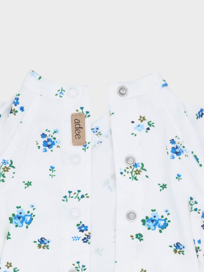 Freesia Flower Stretchy, Bonnet &amp; Bib-Blue