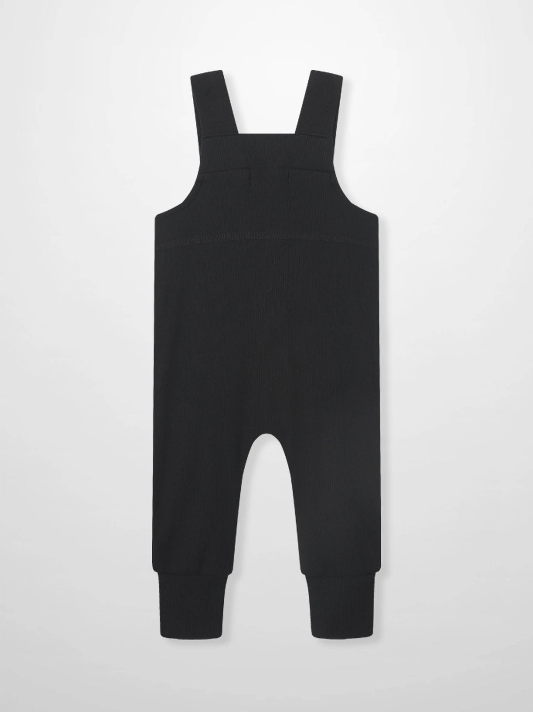 Ribbed black unisex overalls, basic apparel for everyday wear