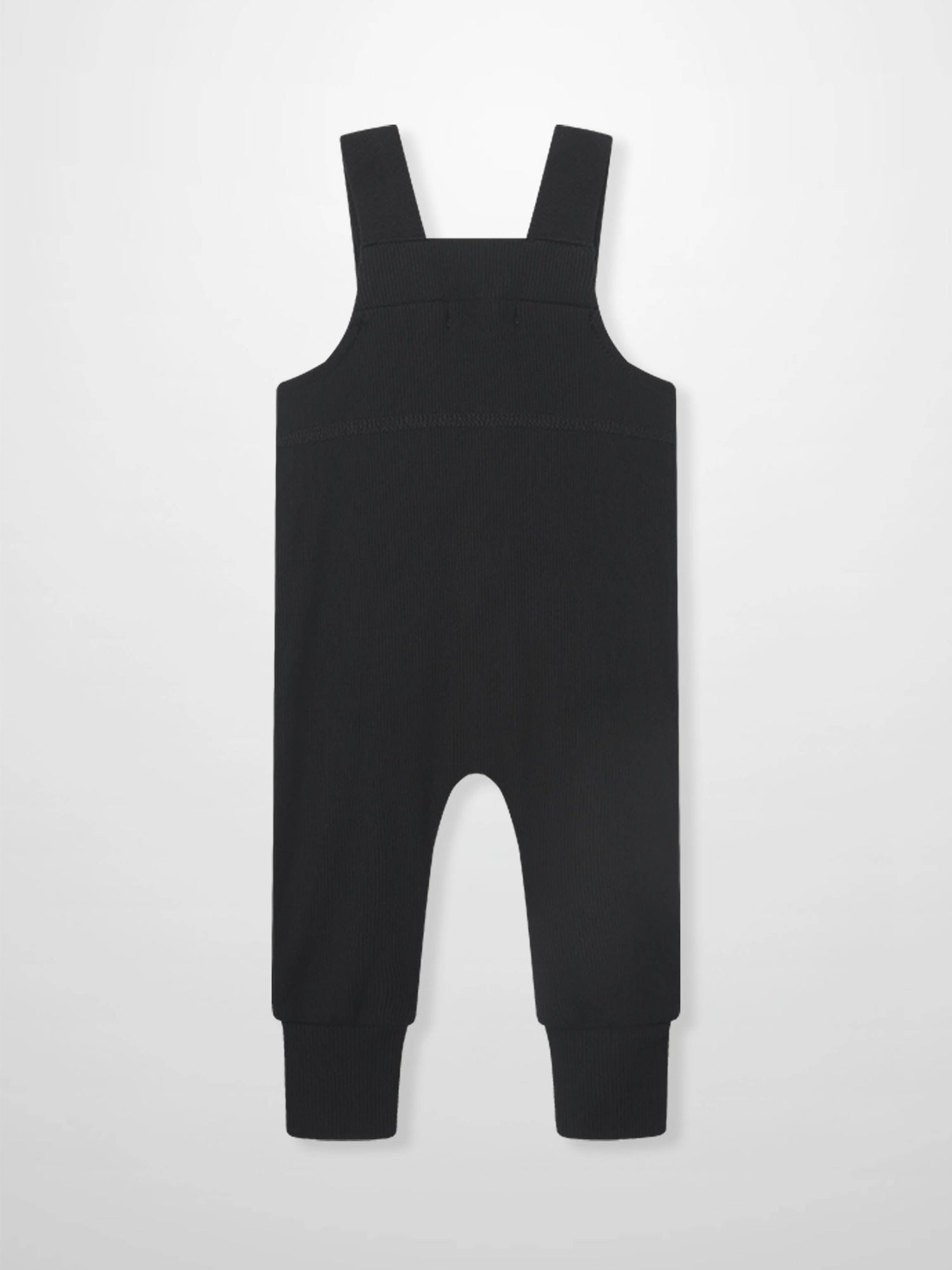 Ribbed black unisex overalls, basic apparel for everyday wear