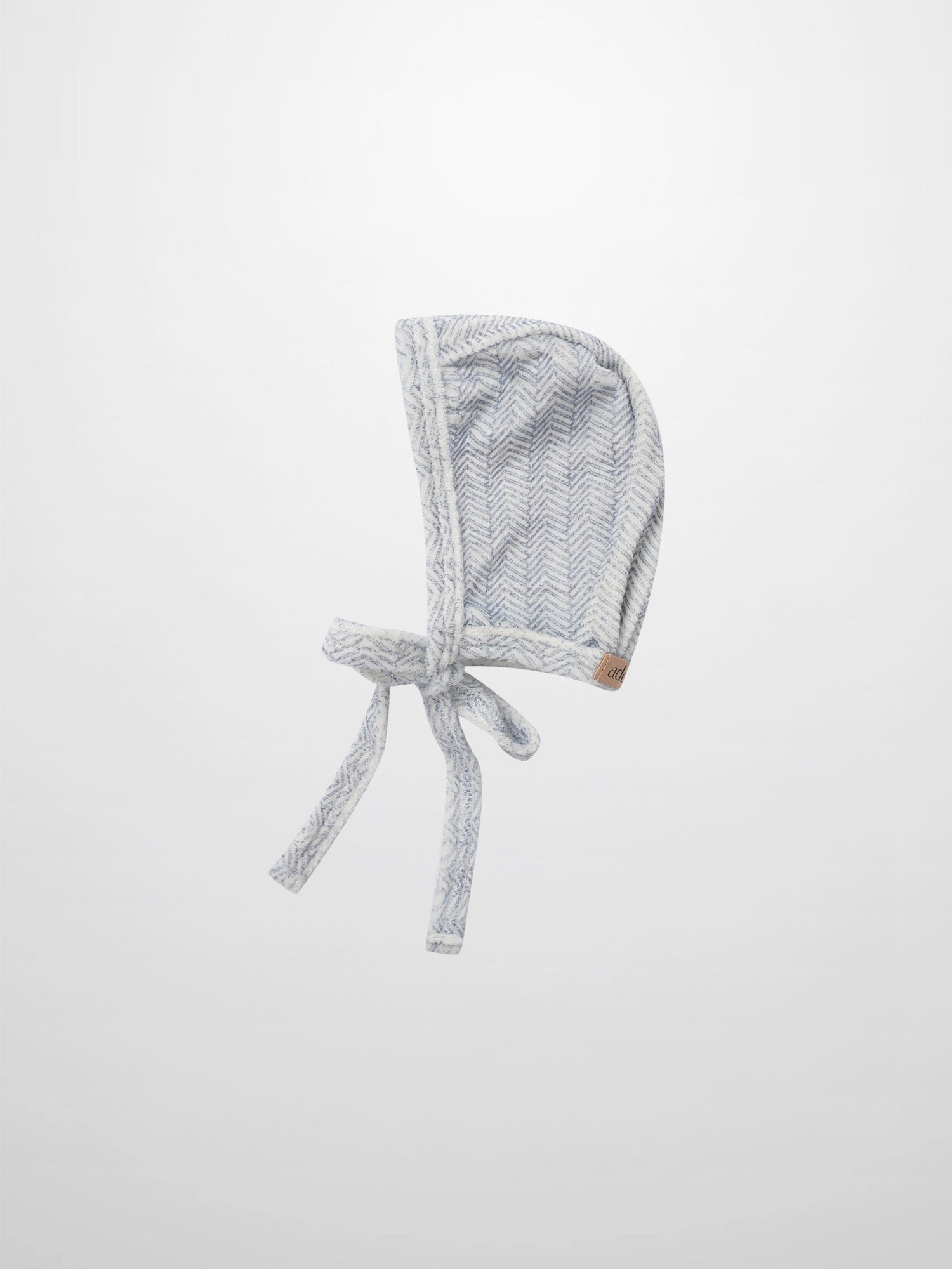 Heritage Herringbone Blue layette hat by Adee, knit chevron pattern