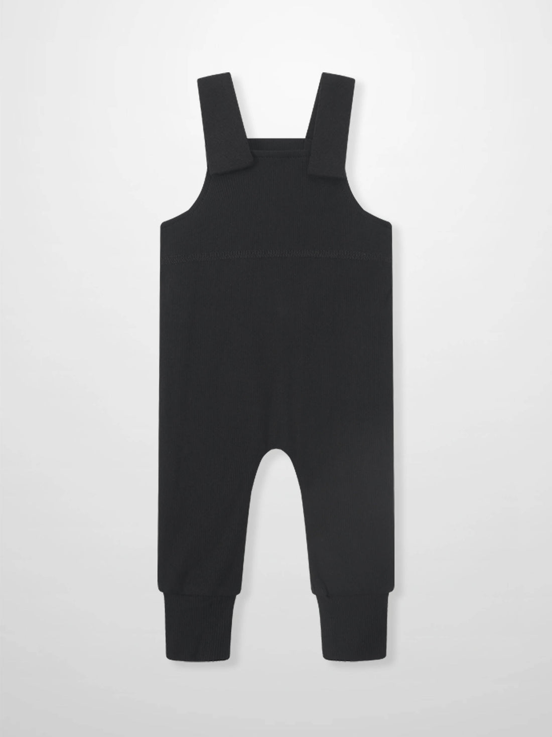 Adee Ribbed Overalls Black, unisex basics jumpsuit with wide straps