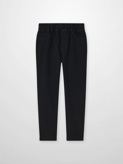 Adee Stretch Pants for boys in black with front pockets and an elastic waistband.