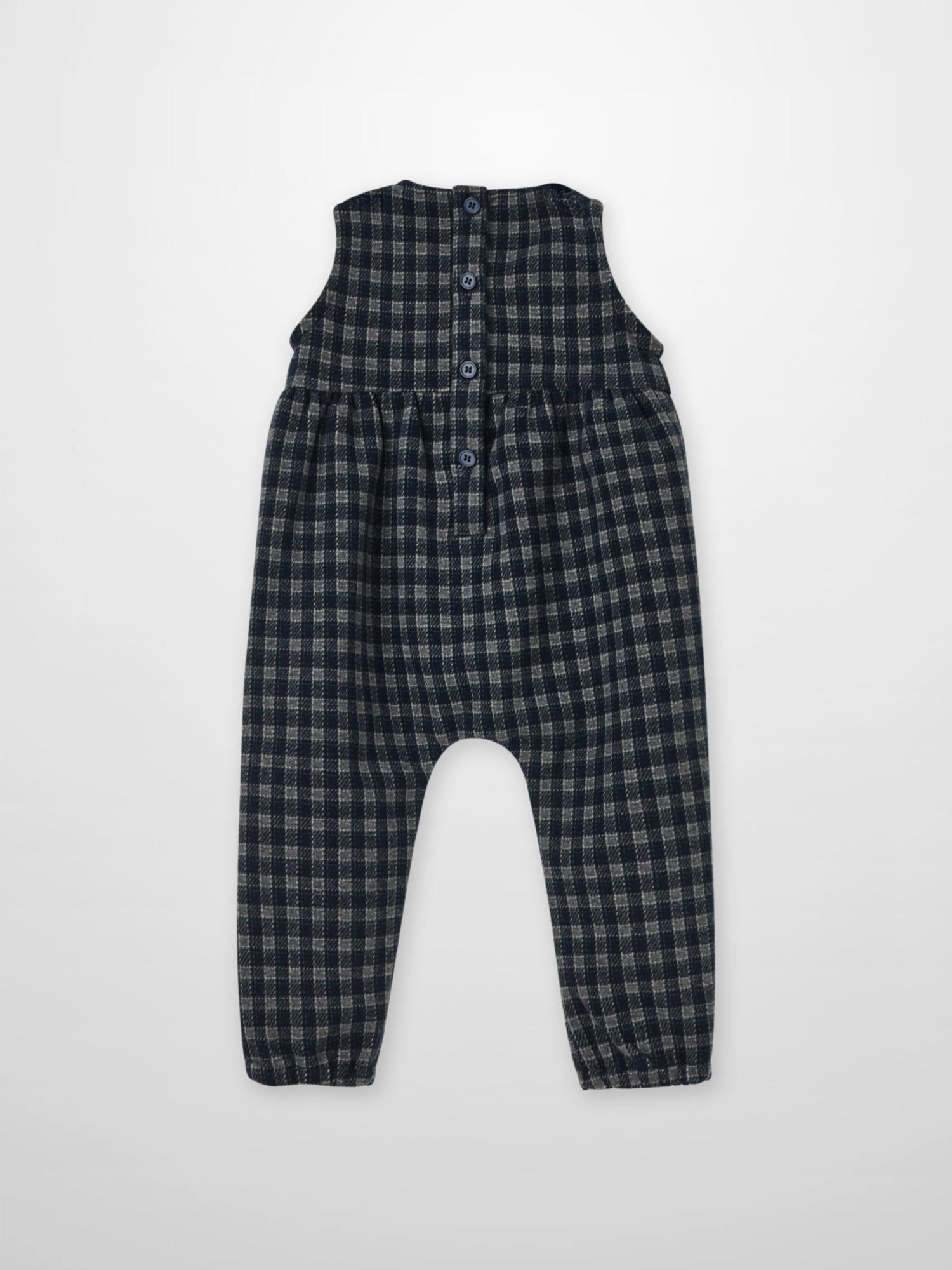 Plaid Overalls with Ruffles - Navy, by Adee; dressy girls&