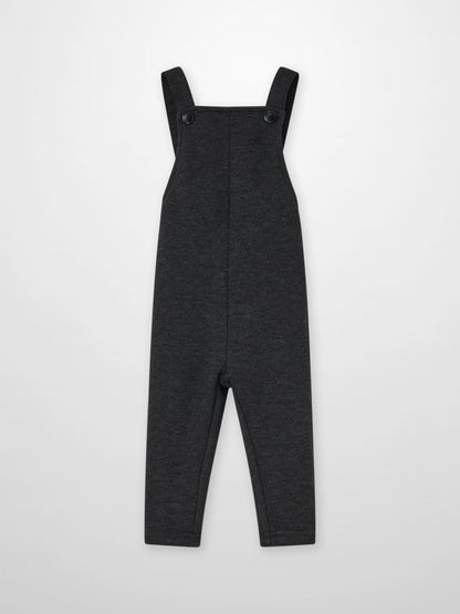 Textured twill overalls for boys in grey by Adee, dressy dungarees with button straps