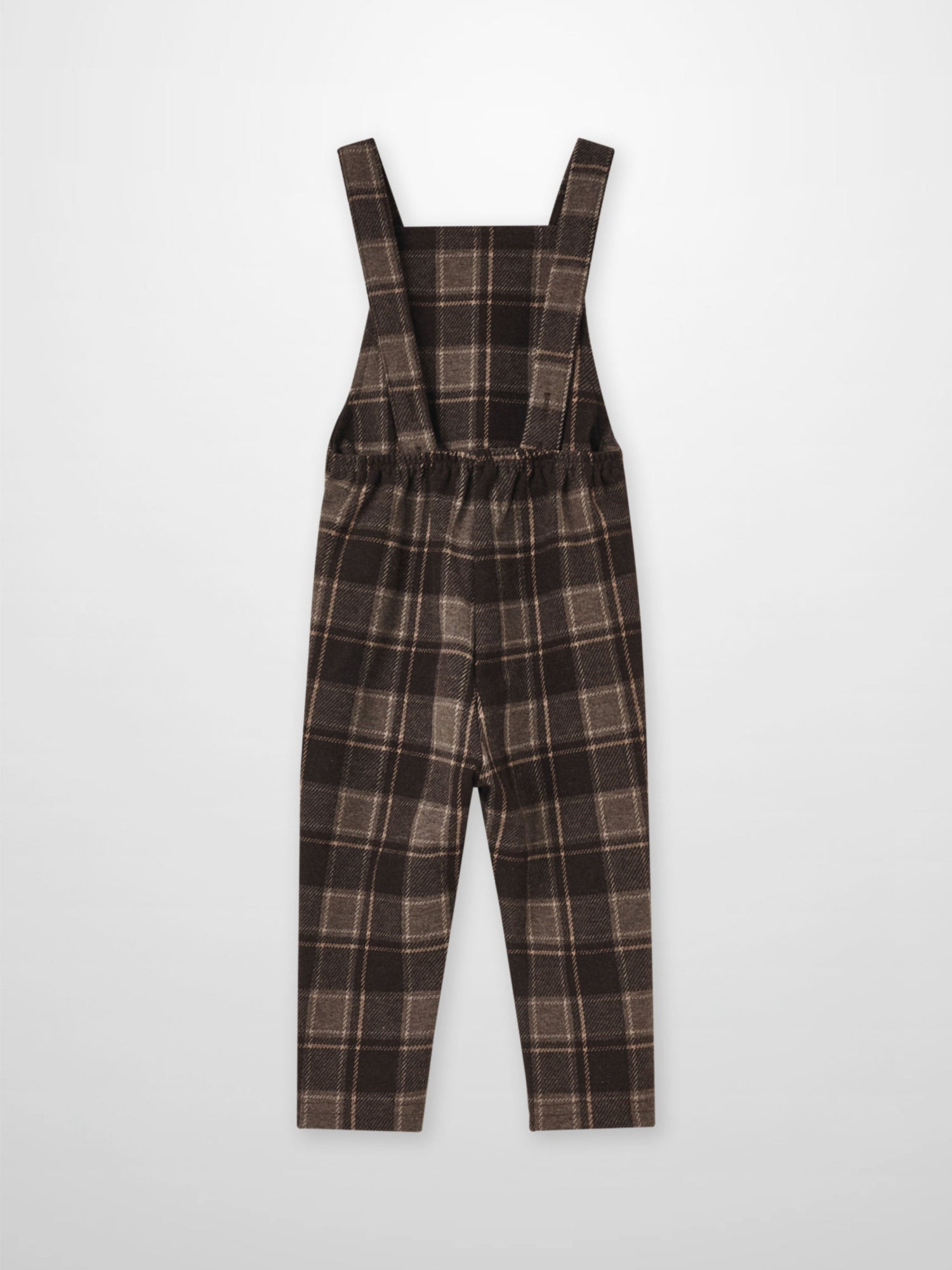Plaid brown boys overalls dressy with wide straps Adee