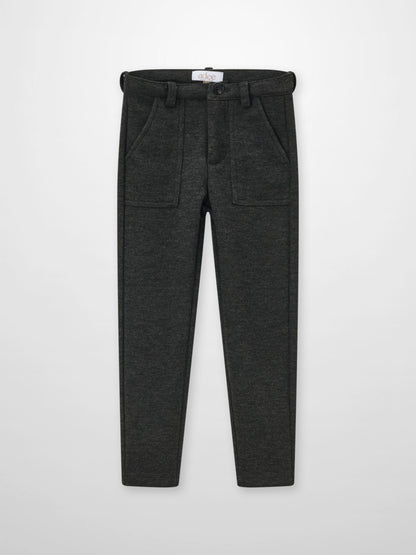 Dress pants for boys in heather grey, Adee brand with belt loops and front pockets.