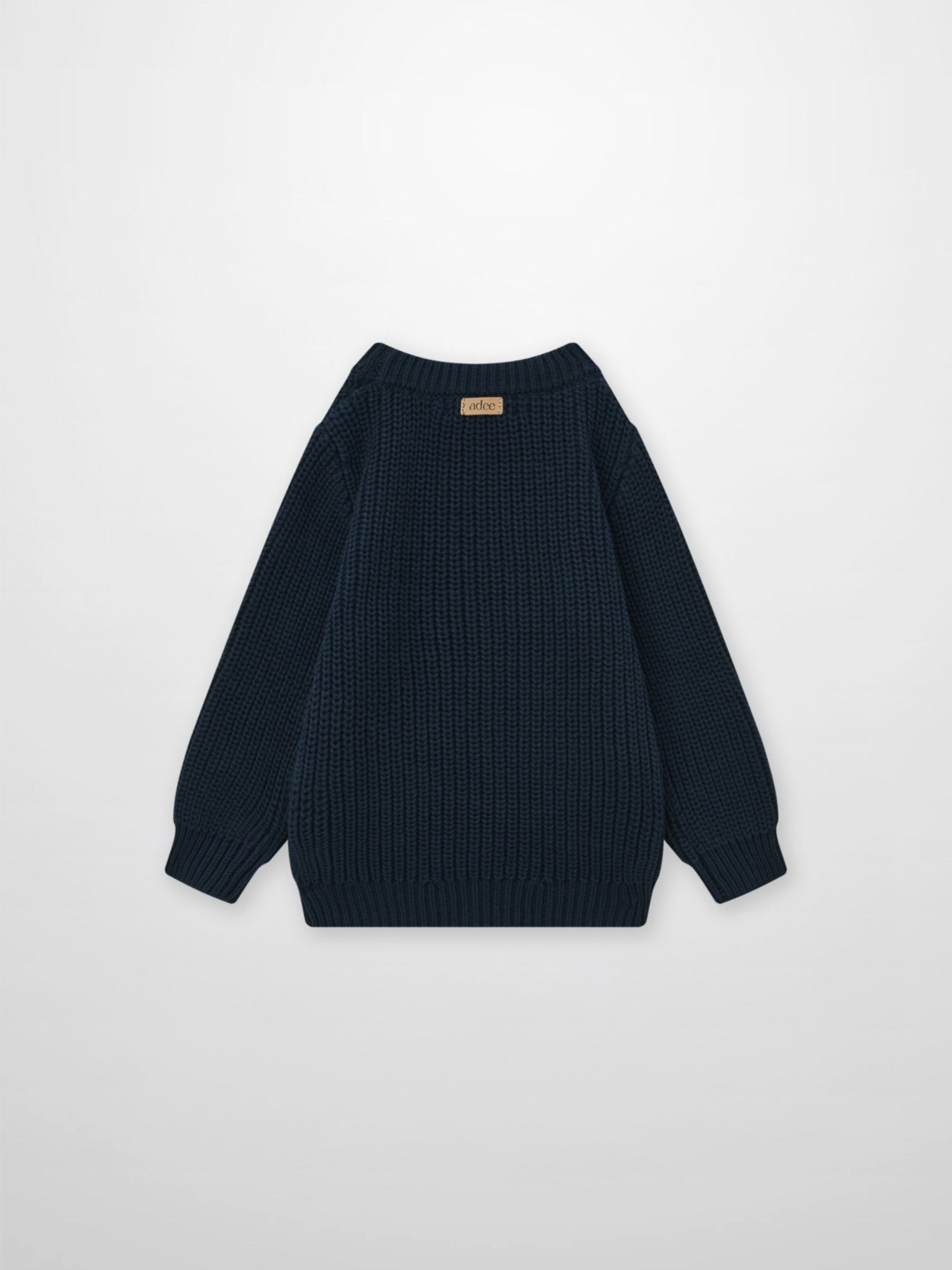 Knit Horse Sweater - Navy; Adee unisex top in navy knit with ribbed cuffs and back label