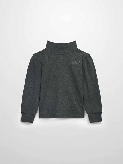 Ribbed Puff Sleeve Shirt - Grey