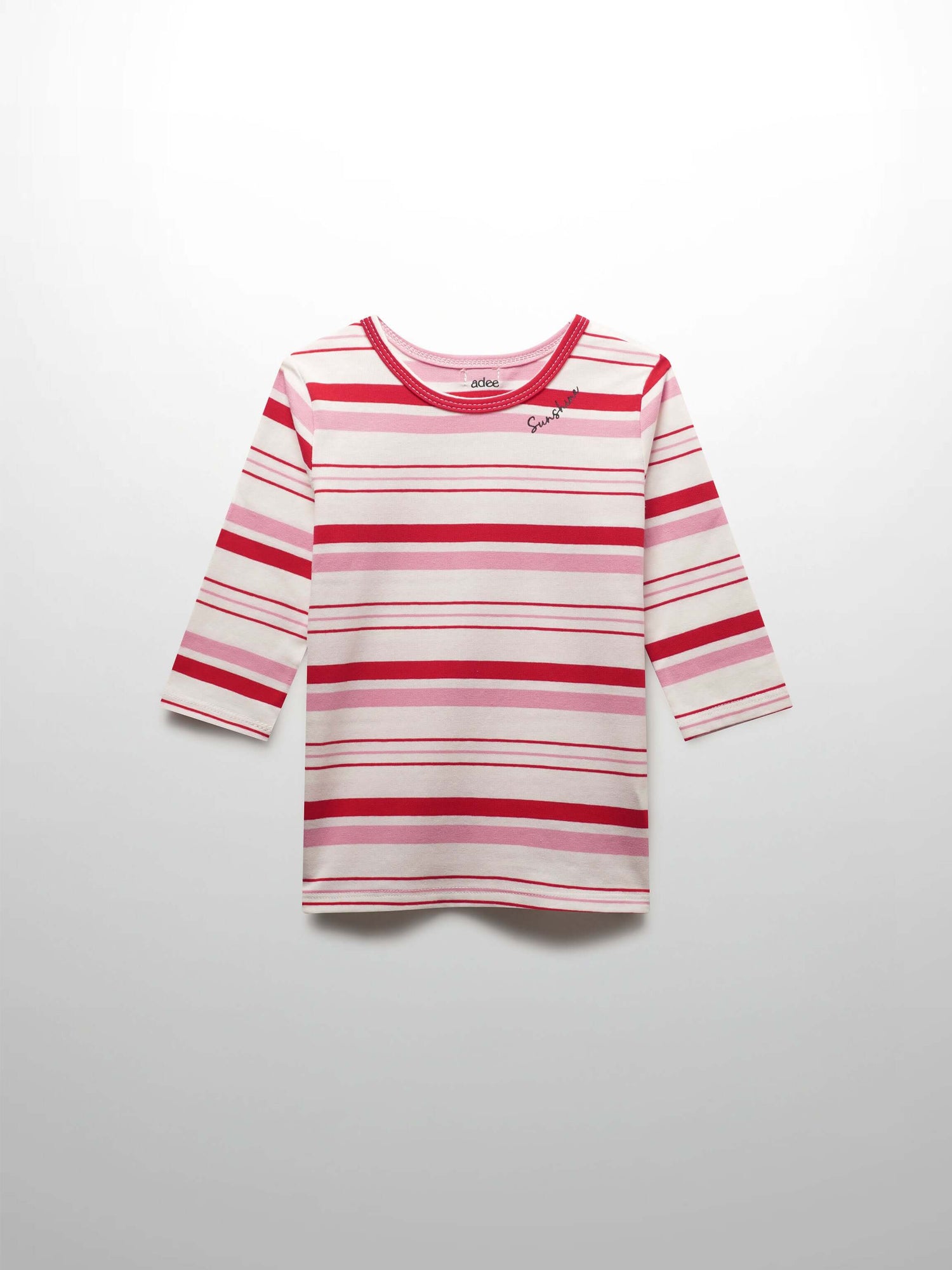 Pink &amp; red striped girls shirt