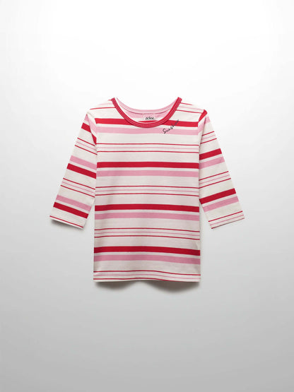 Pink &amp; red striped girls shirt