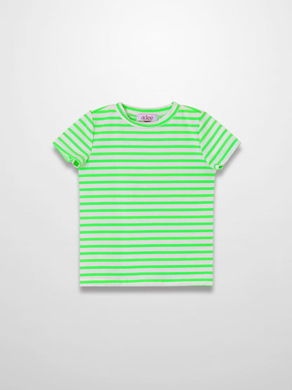 Neon Green Striped Boxy T-shirt