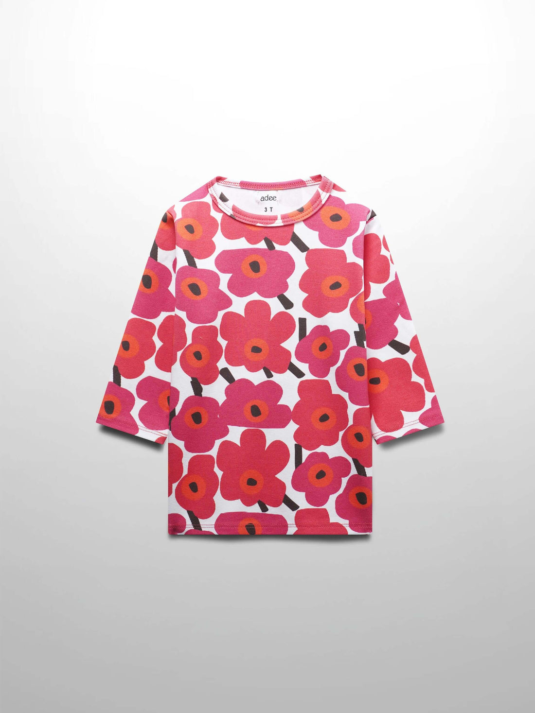 Pink flower girls shirts, 3/4 sleeve