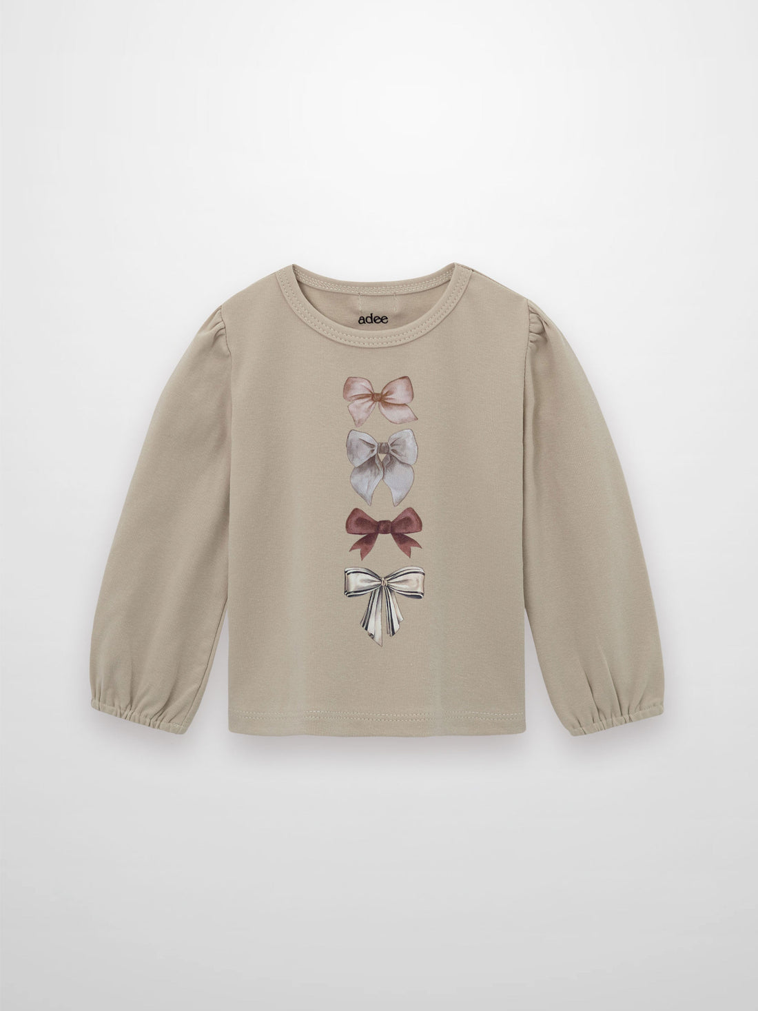 Ribbed Bow Shirt - Taupe