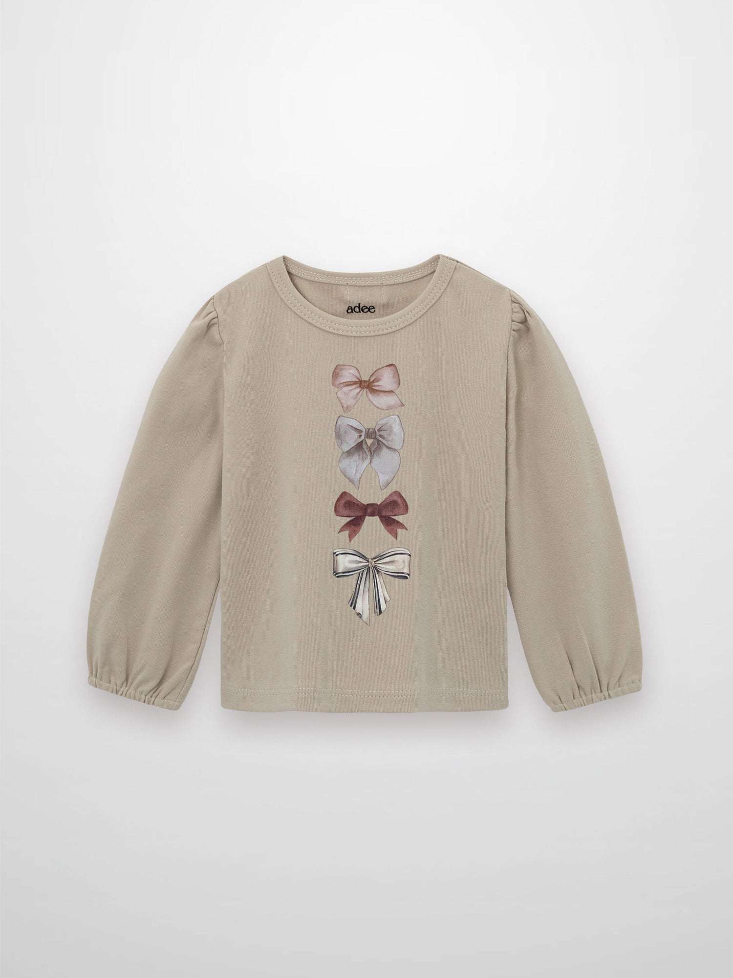 Ribbed Bow Shirt - Taupe