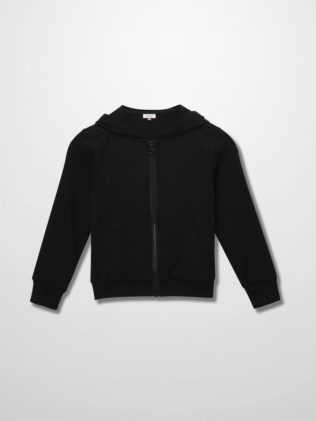 Thin - Ribbed Zip Sweatshirt - Black