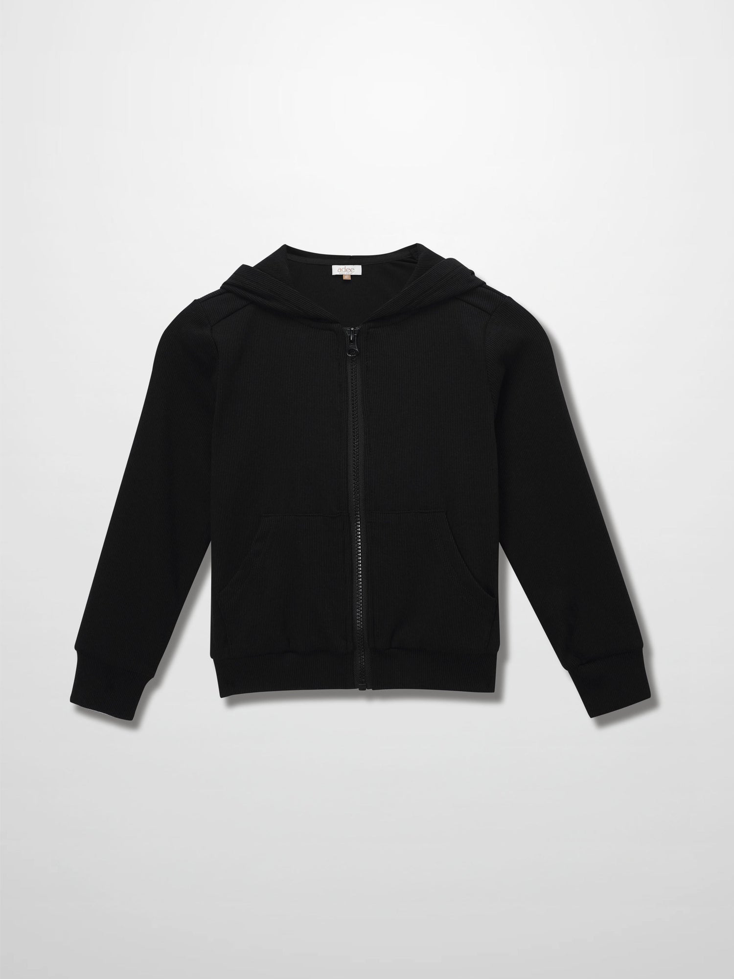 Thin - Ribbed Zip Sweatshirt - Black