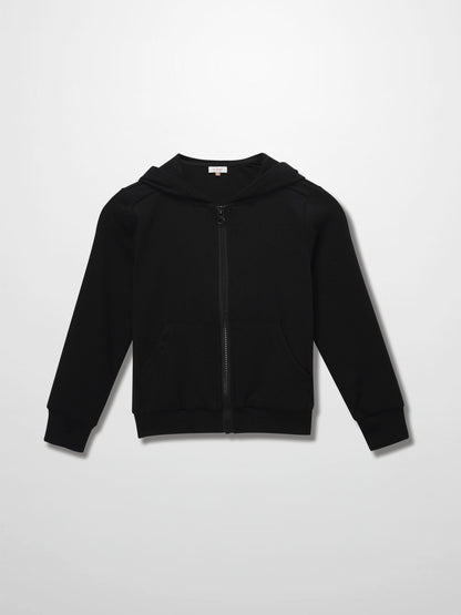 Thin - Ribbed Zip Sweatshirt - Black